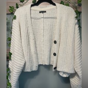 Love Tree White fluffy knit cardigan- brand new w/buttons